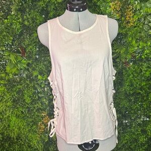 Ramy Brook Ivory Tank Top with Side Lacing
